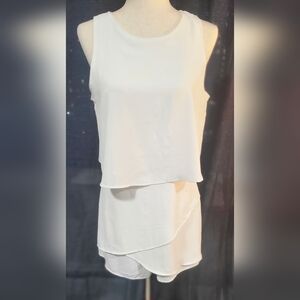 Dokotoo White Sleeveless Romper Layered Look Back Zipper Size M